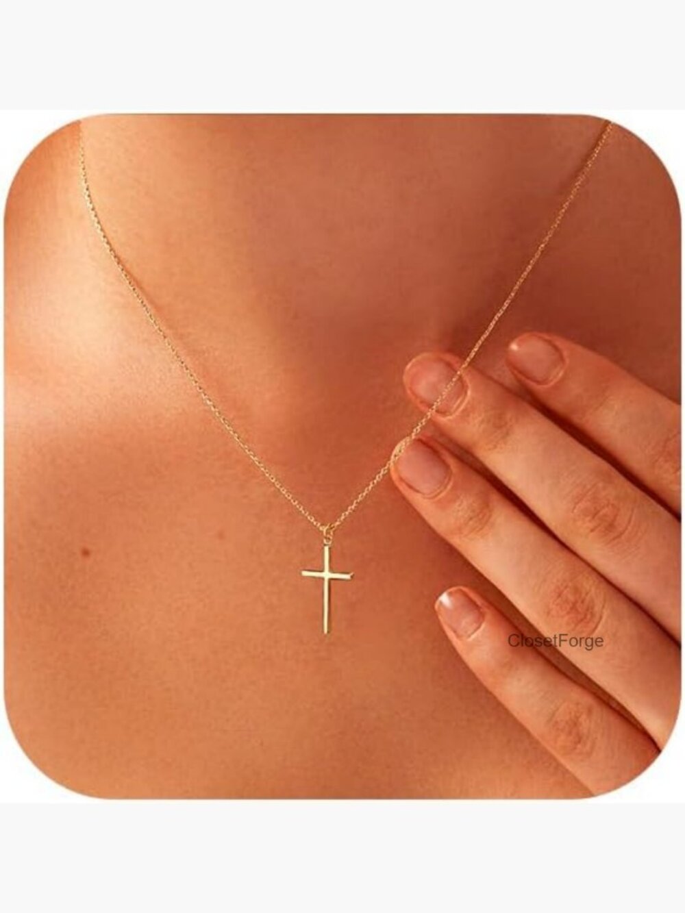 Dainty 14K Gold Plated Cross Necklace Layered Gold Choker Necklace